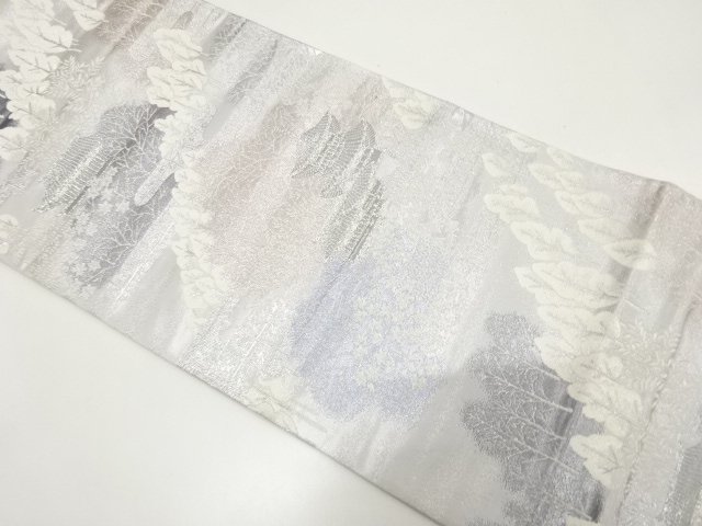 JAPANESE KIMONO / FUKURO OBI / WOVEN TEMPLE SCENERY